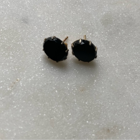 Vintage Black Stud Post Earrings - Picture 3 of 4